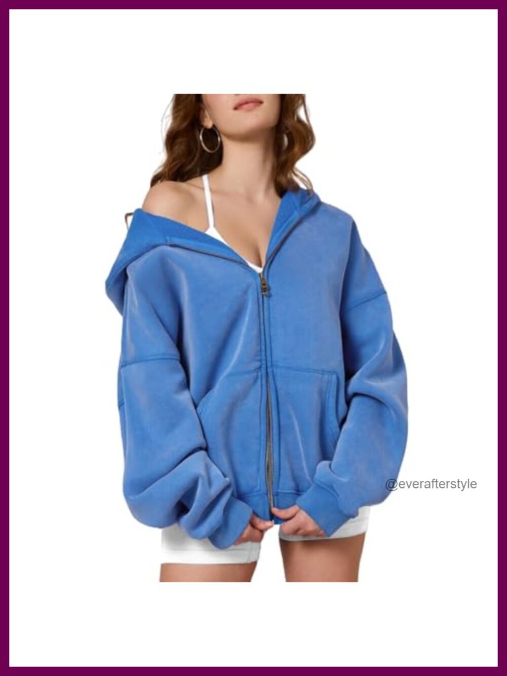 Womens Oversized Acid Wash Zip Up Hoodie Heavyweight Fleece Sweatshirt